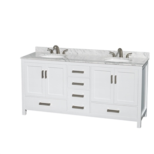 Wyndham Collection Sheffield 72&quot Wood Double Bathroom Vanity in Chrome/White
