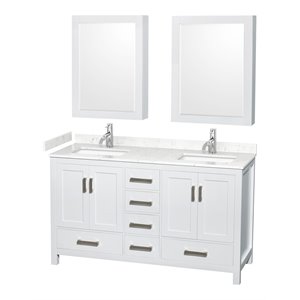 Wyndham Collection Sheffield 60&quot Metal Double Bathroom Vanity in White/Chrome