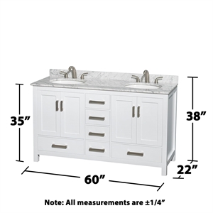 Wyndham Collection Sheffield 60&quot Cabinets Wood Double Bathroom Vanity in White
