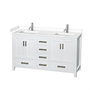 Wyndham Collection Sheffield 60&quot Wood Double Bathroom Vanity in White