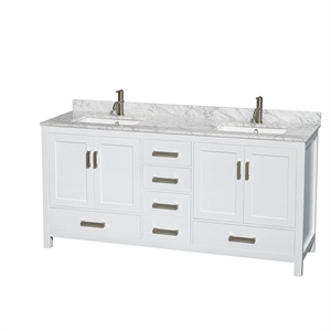 Wyndham Collection Sheffield 72&quot Wood & Metal Double Bathroom Vanity in White
