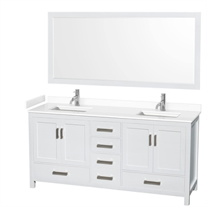 Wyndham Collection Sheffield 72&quot Solid Wood Double Bathroom Vanity in White