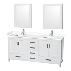 Wyndham Collection Sheffield 72&quot Metal & Wood Double Bathroom Vanity in White