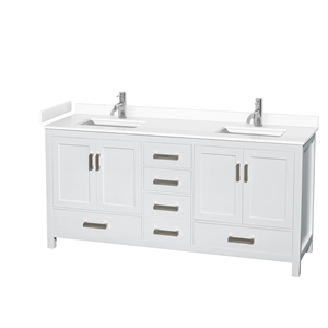 Wyndham Collection Sheffield 72&quot Wood Double Bathroom Vanity in White