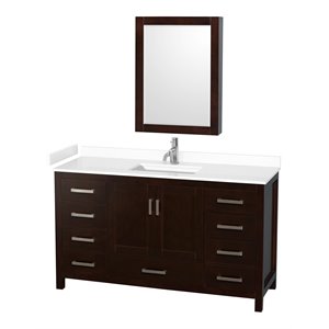 Wyndham Collection Sheffield 60&quot Cabinet Wood Single Bathroom Vanity in Espresso