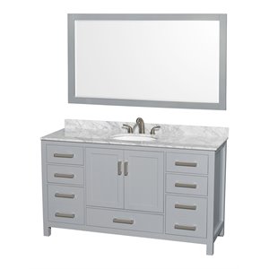Wyndham Collection Sheffield 60&quot Oval Sink Wood Single Bathroom Vanity in Gray