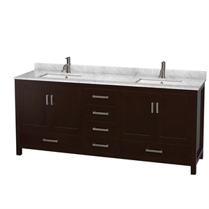 Wyndham Collection Sheffield 80&quot Metal & Wood Double Bathroom Vanity in Espresso