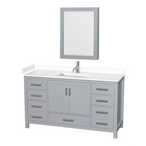 Wyndham Collection Sheffield 60&quot Cabinet Wood Single Bathroom Vanity in Gray