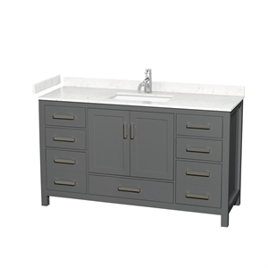 Wyndham Collection Sheffield 60&quot Solid Wood Single Bathroom Vanity in Dark Gray