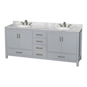 Wyndham Collection Sheffield 80&quot Metal Double Bathroom Vanity in White/Gray