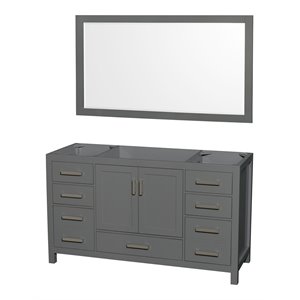 Wyndham Collection Sheffield 59&quot Mirror Wood Single Bathroom Vanity in Dark Gray