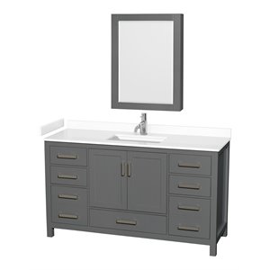 Wyndham Collection Sheffield 60 Inch Wood Single Bathroom Vanity in Dark Gray