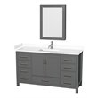 Wyndham Collection Sheffield 60 Inch Wood Single Bathroom Vanity in Dark Gray