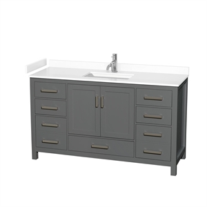 Wyndham Collection Sheffield 60&quot Wood Single Bathroom Vanity in Dark Gray