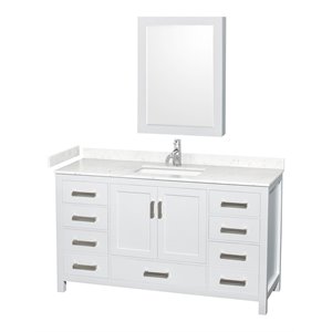Wyndham Collection Sheffield 60&quot Wood Single Bathroom Vanity in Chrome/White