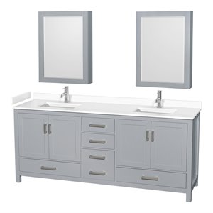 Wyndham Collection Sheffield 80&quot Solid Wood Double Bathroom Vanity in Gray