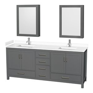 Wyndham Collection Sheffield 80&quot 4-door Wood Double Bathroom Vanity in Dark Gray