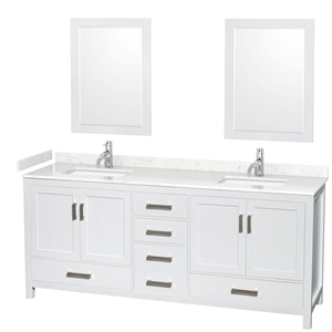 Wyndham Collection Sheffield 80&quot Mirrors Wood Double Bathroom Vanity in White