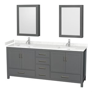 Wyndham Collection Sheffield 80&quot Wood Double Bathroom Vanity in Chrome/Dark Gray