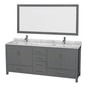Wyndham Collection Sheffield 80&quot Metal/Wood Double Bathroom Vanity in Dark Gray