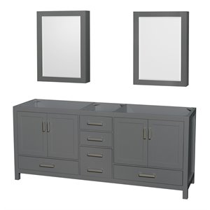 Wyndham Collection Sheffield 79&quot Wood Double Bathroom Vanity in Dark Gray/Chrome