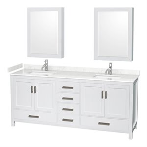 Wyndham Collection Sheffield 80&quot Cabinets Wood Double Bathroom Vanity in White