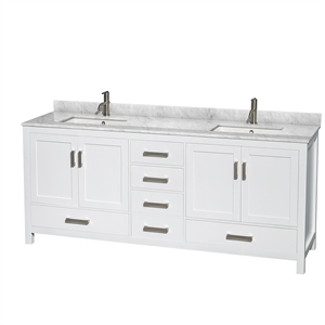 Wyndham Collection Sheffield 80&quot Metal & Wood Double Bathroom Vanity in White