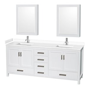 Wyndham Collection Sheffield 80&quot 4-door Wood Double Bathroom Vanity in White