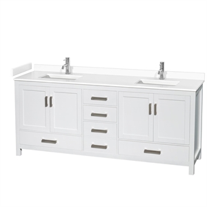 Wyndham Collection Sheffield 80&quot Wood Double Bathroom Vanity in White