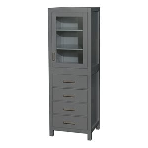 Wyndham Collection Sheffield 24&quot 4-drawer Wood Linen Tower in Dark Gray