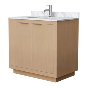 Wyndham Collection Maroni 36&quot Wood Single Bathroom Vanity in Natural/Light Straw