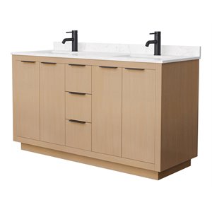 Wyndham Collection Maroni 60&quot Light-Vein Wood Double Bathroom Vanity in Natural