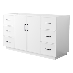 Elan TK 60&quot White Single Vanity & No Top & No Sink & Black Trim