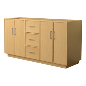 Elan TK 66&quot Light Oak Double Vanity & No Top & No Sink & Nickel Trim