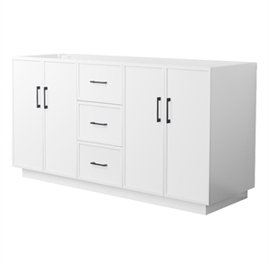 Elan TK 66&quot White Double Vanity & No Top & No Sink & Black Trim