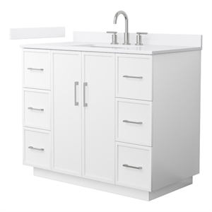 Elan TK 42&quot White Single Vanity & White Quartz Top (3-Hole) & Nickel Trim