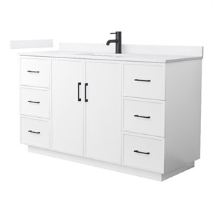 Elan TK 60&quot White Single Vanity & White Cultured Marble Top & Black Trim