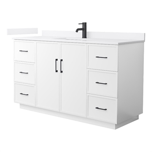 Elan TK 60&quot White Single Vanity & White Quartz Top (1-Hole) & Black Trim