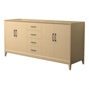 Janna 72&quot White Oak Double Vanity & No Top & No Sink & Black Trim