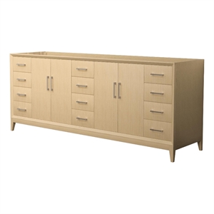 Janna 84&quot White Oak Double Vanity & No Top & No Sink & Nickel Trim