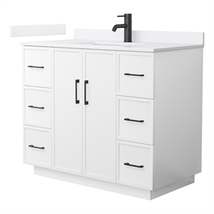 Elan TK 42&quot White Single Vanity & White Cultured Marble Top & Black Trim