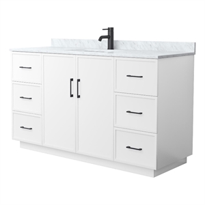 Elan TK 60&quot White Single Vanity & White Carrara Marble Top & Black Trim