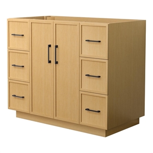 Elan TK 42&quot Light Oak Single Vanity & No Top & No Sink & Black Trim
