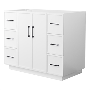 Elan TK 42&quot White Single Vanity & No Top & No Sink & Black Trim