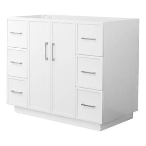 Elan TK 42&quot White Single Vanity & No Top & No Sink & Nickel Trim