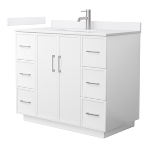 Elan TK 42&quot White Single Vanity & White Cultured Marble Top & Nickel Trim