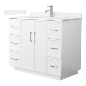 Elan TK 42&quot White Single Vanity & White Quartz Top (1-Hole) & Nickel Trim