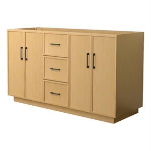 Elan TK 60&quot Light Oak Double Vanity & No Top & No Sink & Black Trim