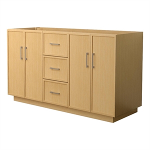 Elan TK 60&quot Light Oak Double Vanity & No Top & No Sink & Nickel Trim