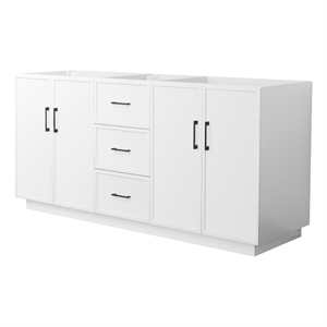 Elan TK 72&quot White Double Vanity & No Top & No Sink & Black Trim